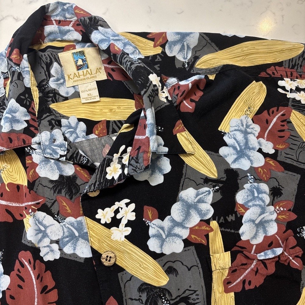 VTG Kahala Hawaiian Shirt Mens‎ XL Tropical Surf Boards Aloha Rayon Short Sleeve